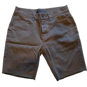 KREW Denim Skater Shorts Olive Green Cut Off Raw Hem Button Fly Men's 32W